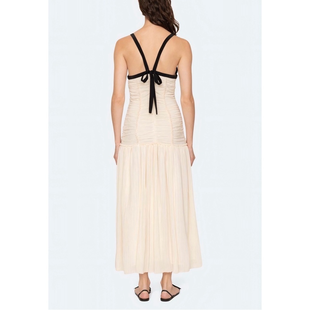 NWOT SEA New York Off-White Midi Silk-Blend Ruched Tatum Dress - Picture 6 of 8